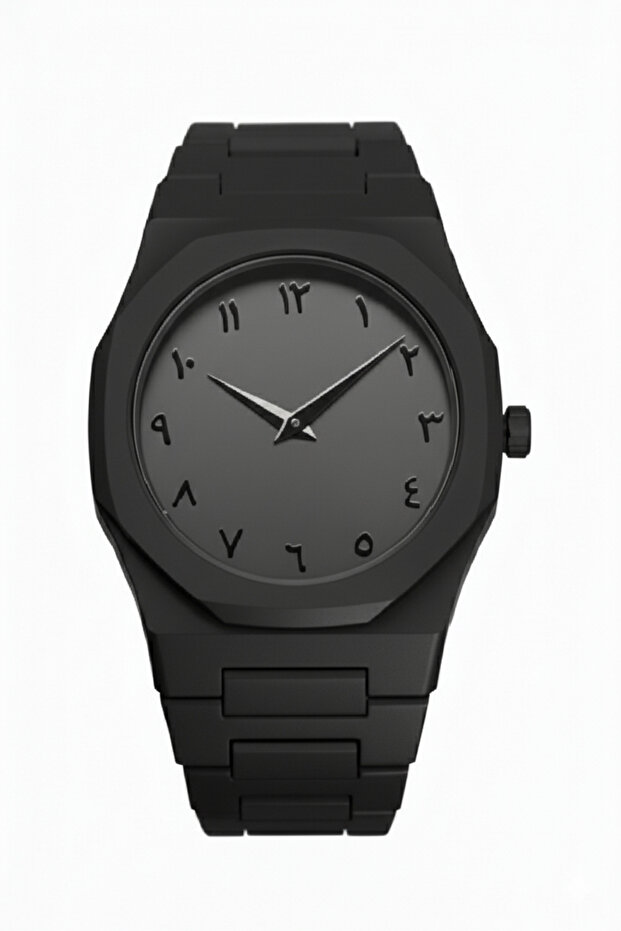 Men's Black Carbon Arabic Numerals Fashion Wrist Watch