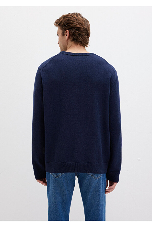 Yün Karışımlı Lacivert Kazak Regular Fit / Normal Kesim 0710370-70490 - 4