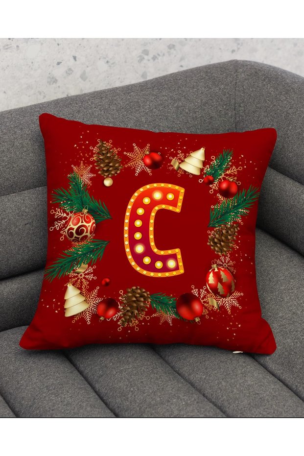 Valentine's Day Themed Floral Black and White Colored Letter Digital Printed Throw Pillow Cover