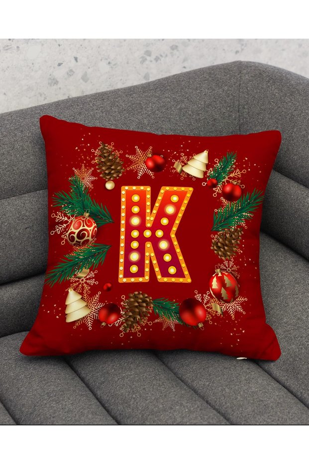 Valentine's Day Themed Floral Black and White Colored Letter Digital Printed Throw Pillow Cover