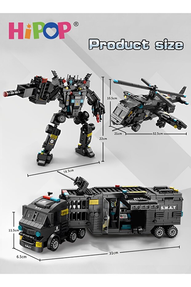 Police Series Building Blocks,51 Variants And Transformable Robots,Widely Compatible,Kid Puzzle Toy - 7