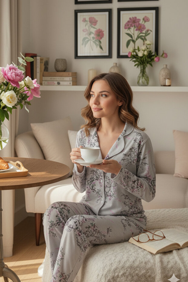 DÜĞMELİ PİJAMA TAKIM - 1