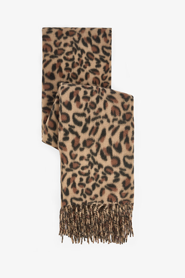 Leopard Patterned Soft Textured Scarf - 1
