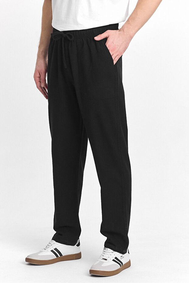 Erkek Siyah Regular Fit Basic Pantolon - 4