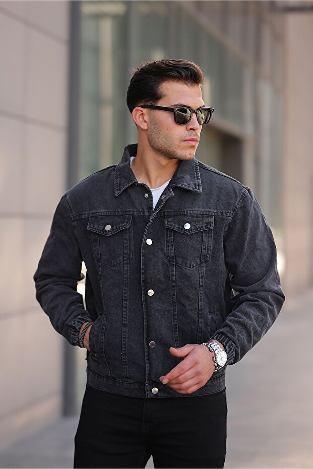 Çıtçıtlı Oversize Kot Ceket - 1