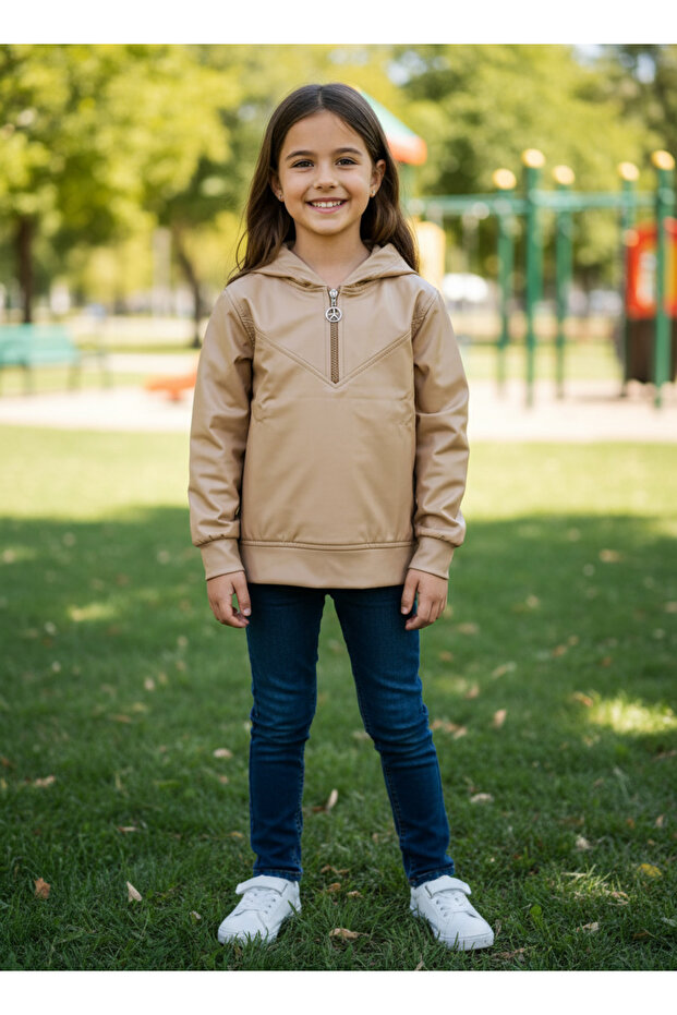 Rose Gold Leather Camel Color Children's Sweatshirt044852