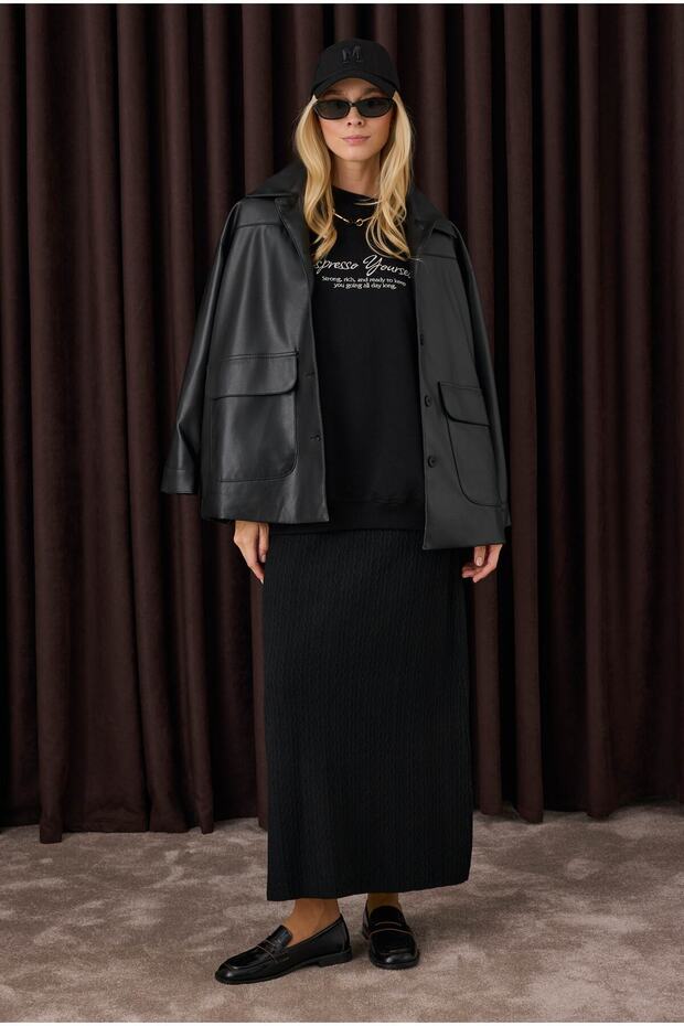 Dokulu Triko Etek Siyah - 6