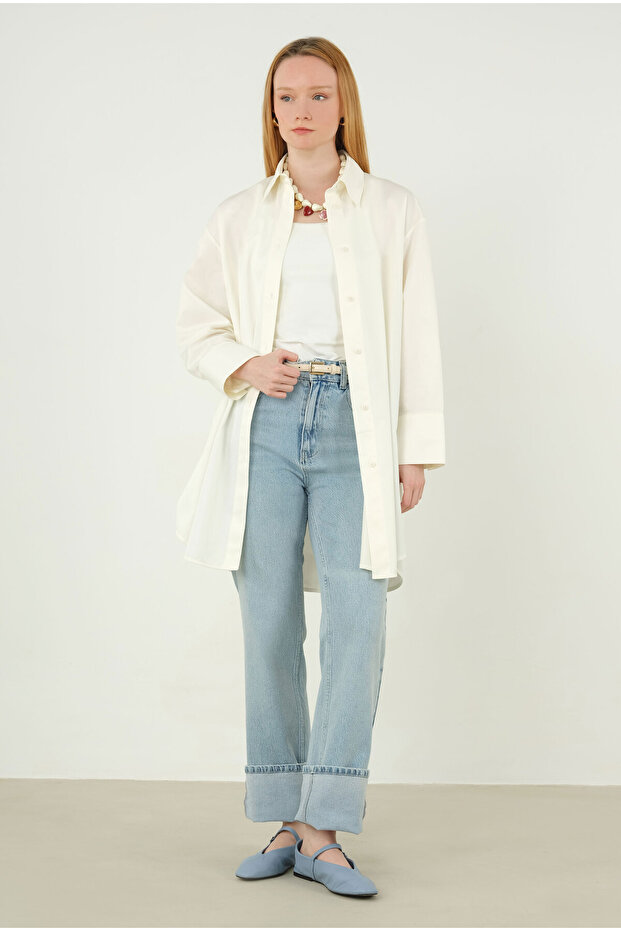 Poplin Gömlek 90 cm Ekru - 1