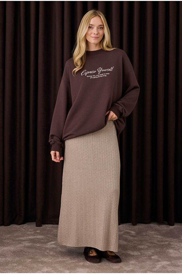 Dokulu Triko Etek Vizon - 3