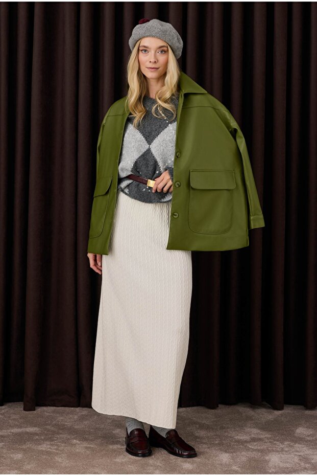 Dokulu Triko Etek Ekru - 5