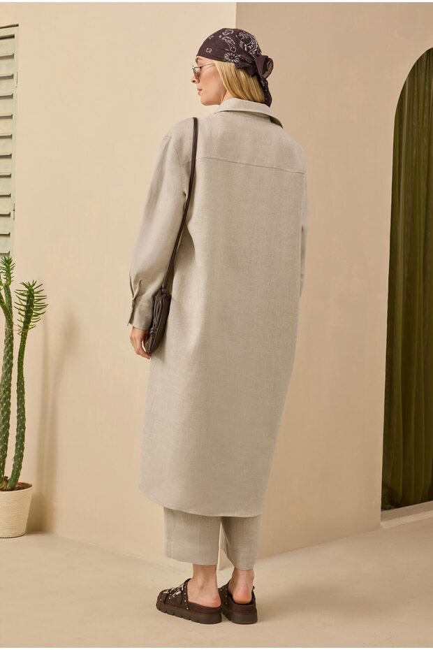 Ham Keten Uzun Gömlek - 3