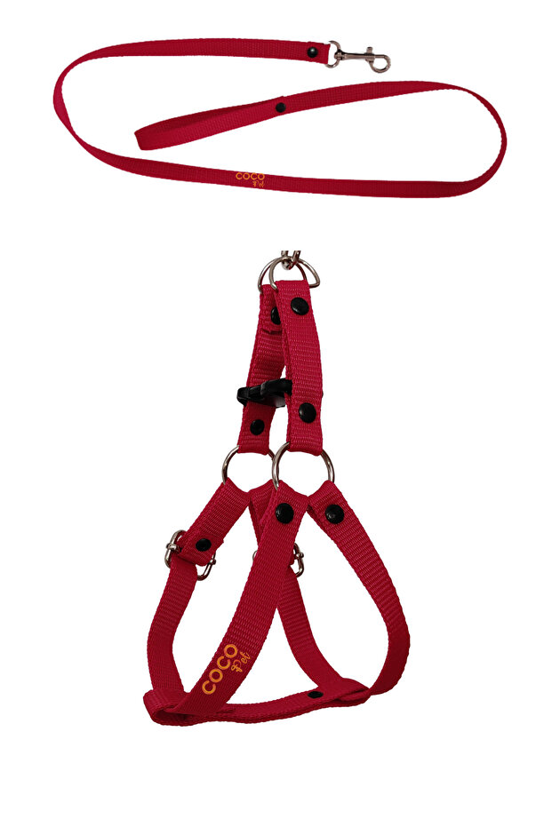 Dog Harness Leash Small Red for Small Breeds 25-40 cm