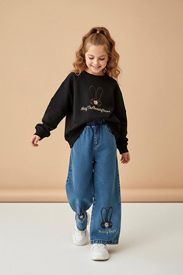 My Little One's Cicileri May the Processing Detailed Girl's 2-Piece Set - Black