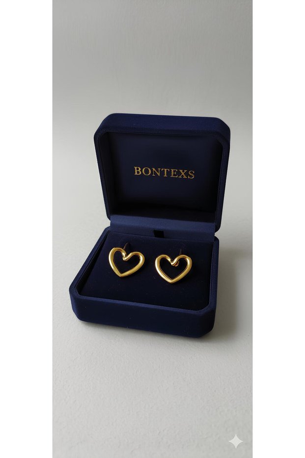 Women's Elegant Heart Earrings Gold Color