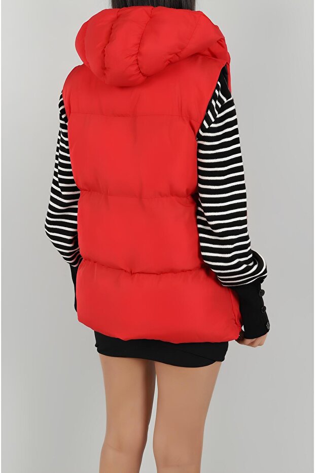 Kadın Kapüşonlu Şişme Yelek - 8