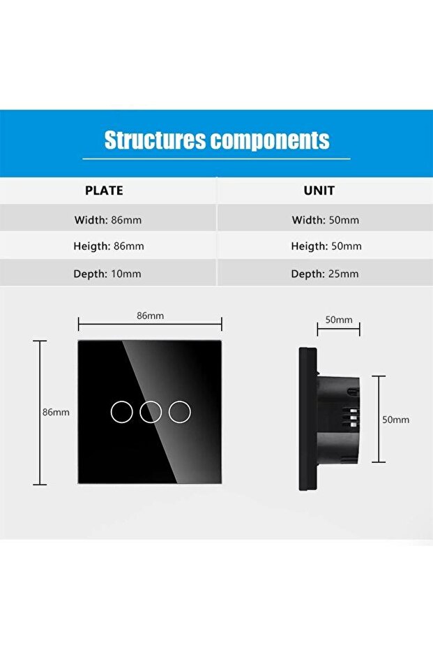 Întrerupător tactil inteligent, design modern, control wireless, iluminare LED, alb - 3