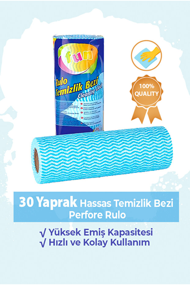 Sensitive Cleaning Cloth Perforated 30 Sheets Roll - Blue Color - 1 Pack