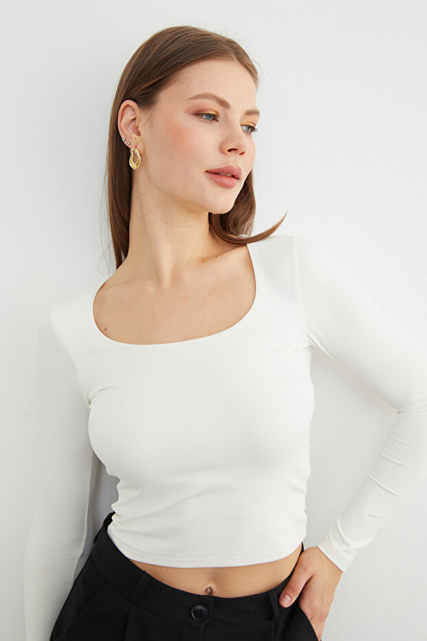 Basic Kare Yaka Bluz - 6