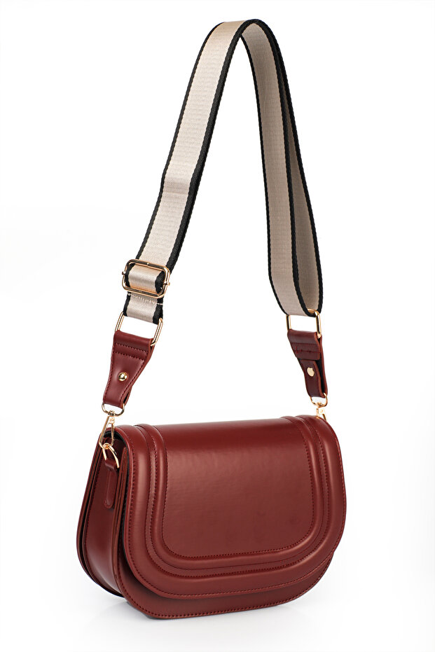 Women's Claret Red Bag with Thick Canvas Strap and ZRA Equivalent Shoulder and Crossbody Strap