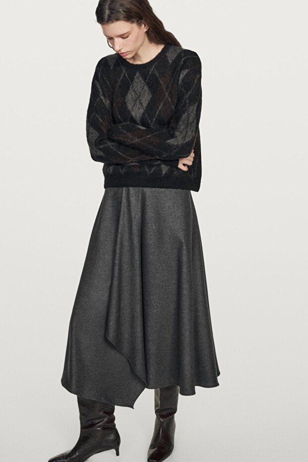 Pleated midi skirt with wool - 4