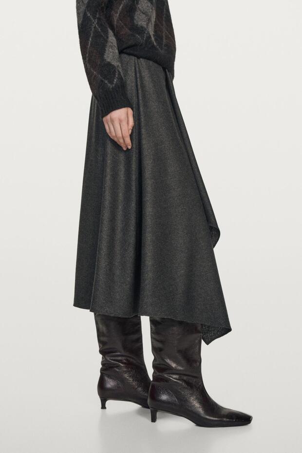 Pleated midi skirt with wool - 3