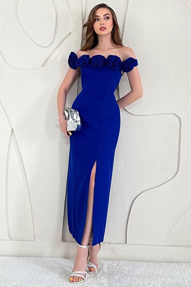 Sax Madonna Collar Rose Dress