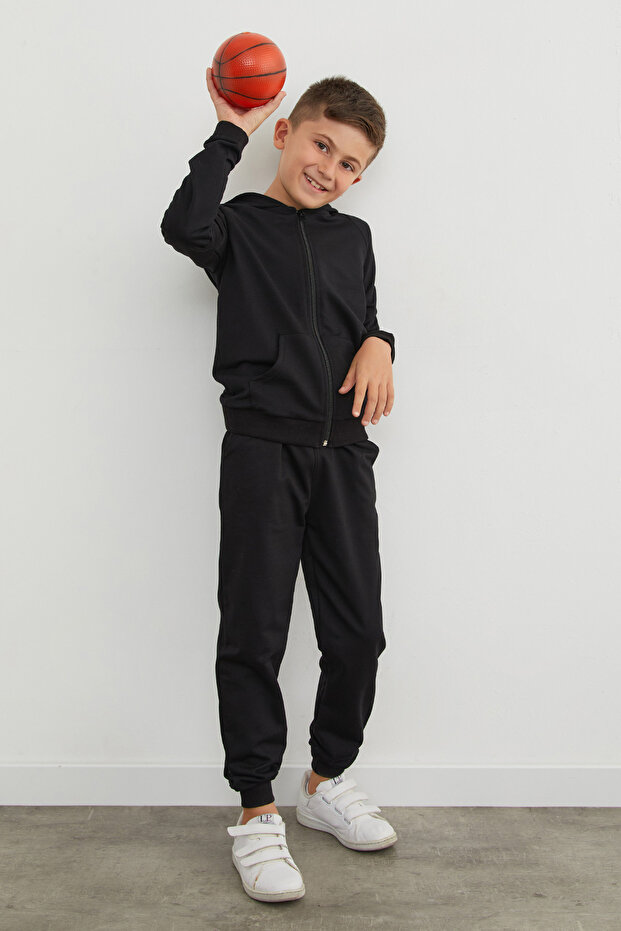 Hooded Zippered Unisex Kids Tracksuit Set