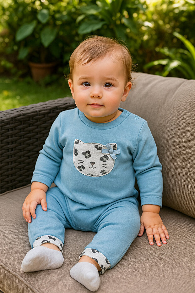 Embroidered Non-Booties Cotton Baby Girl Jumpsuit