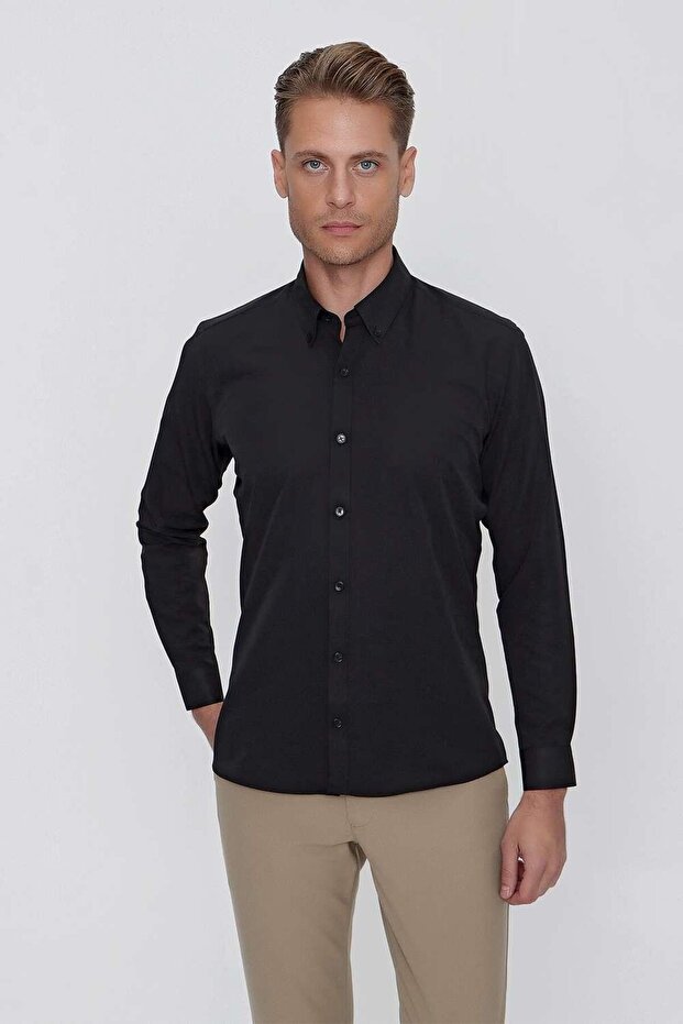 GK 653 Siyah Klasik Gömlek - 1