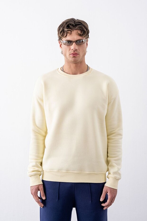 Men's Vibe Oversize Cream Sweatshirt