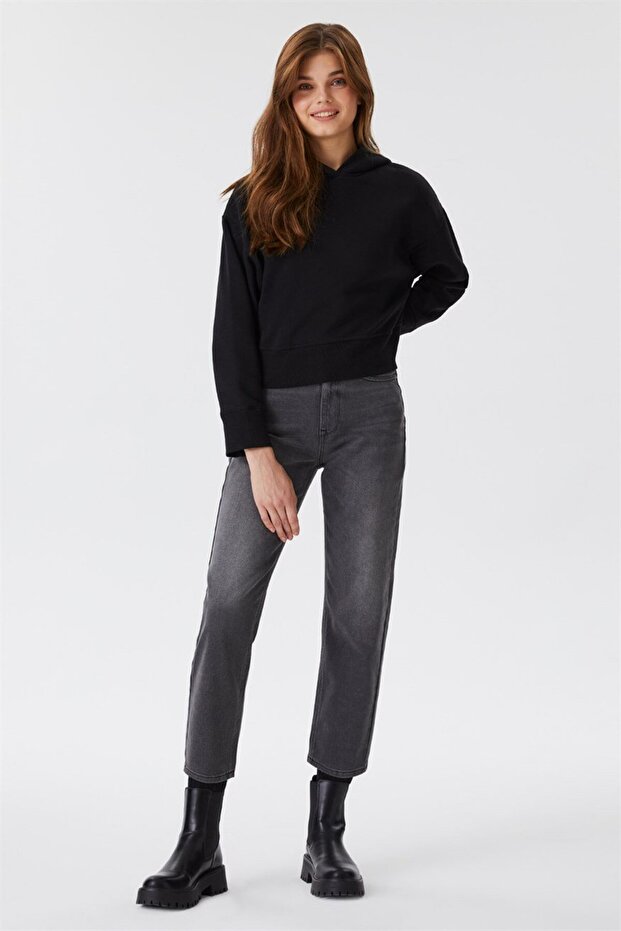 Clara High Waist Regular Fit Straight Leg Grey Women's Jeans