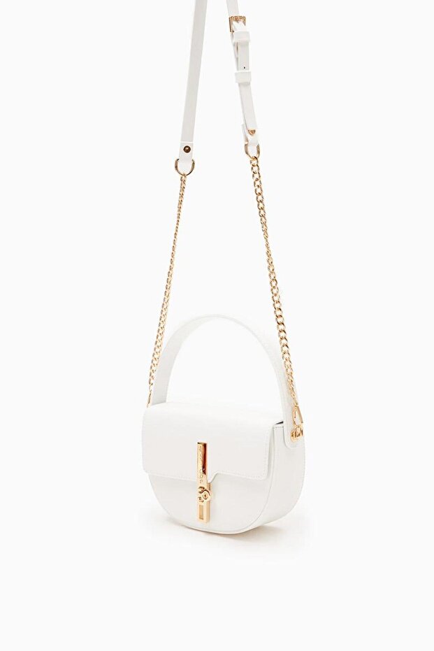 حقيبة يد بإغلاق قفل أبيض - 2