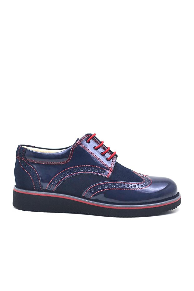 Hidra Suede Patent Leather Laced Casual Boys' Shoes