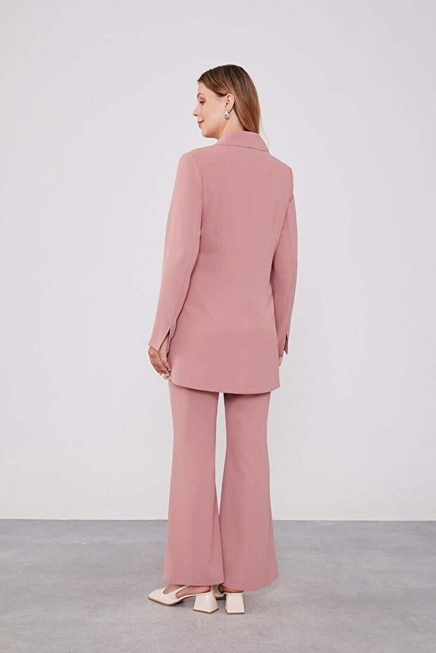 Double Breasted Blazer Jacket Set - Powder - 7