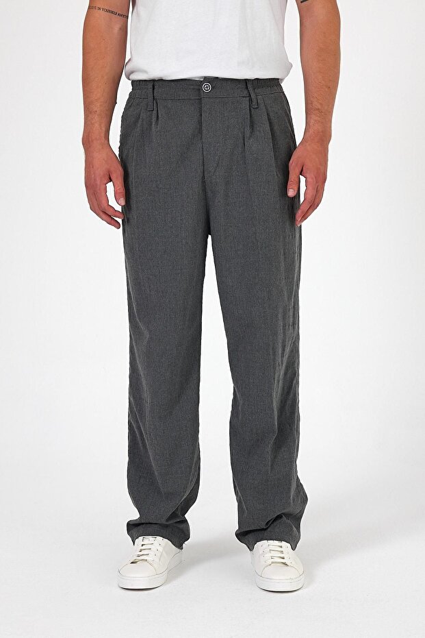 Men's High Waist Oversize Flexible Wide Leg Gray Baggy Pants