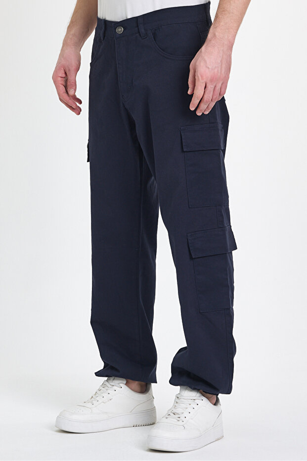 Men's Wide Leg Oversize Baggy Lacquer Cargo Pocket Trousers