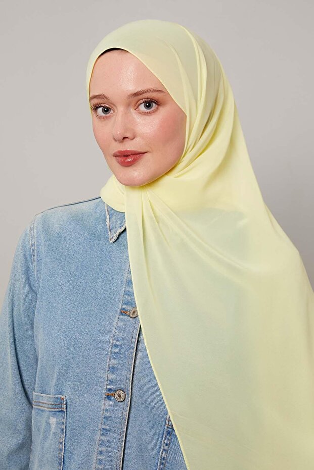 Sarı Lux Şifon Şal - 1