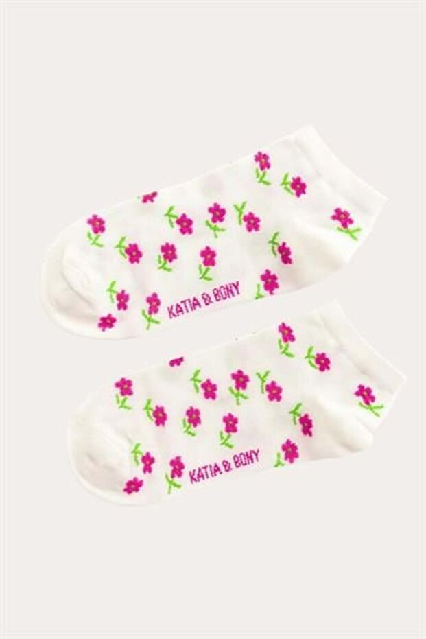 Kadın Çiçekli Step Çorap - 1