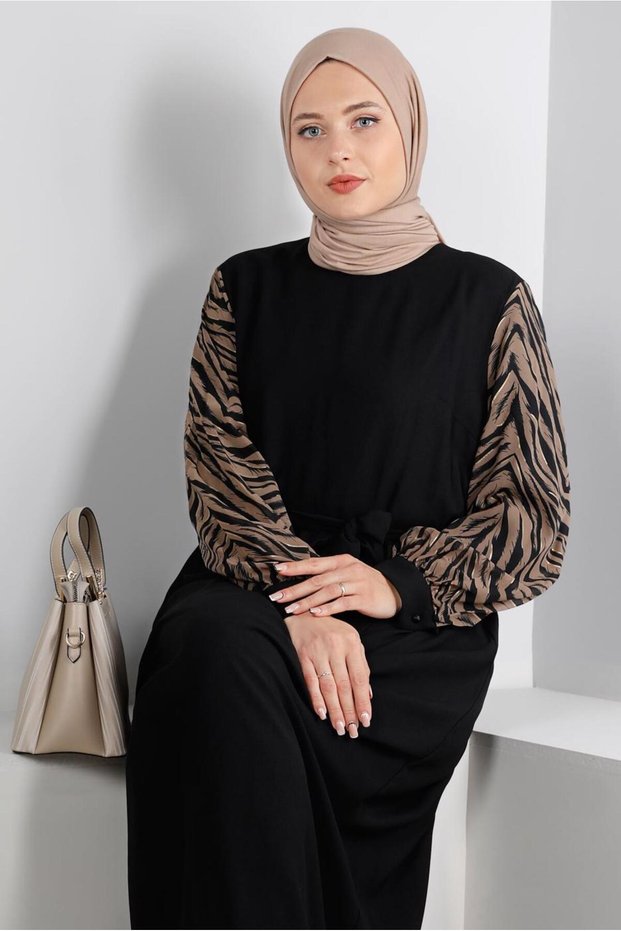 BELLY ZIPPERED CREPE DRESS 20253