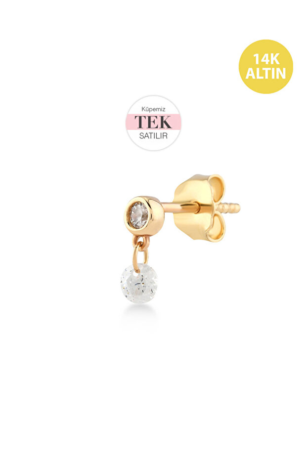 Shining Dot, 14 Ayar Altın Küpe (TEK Satılır) - 1