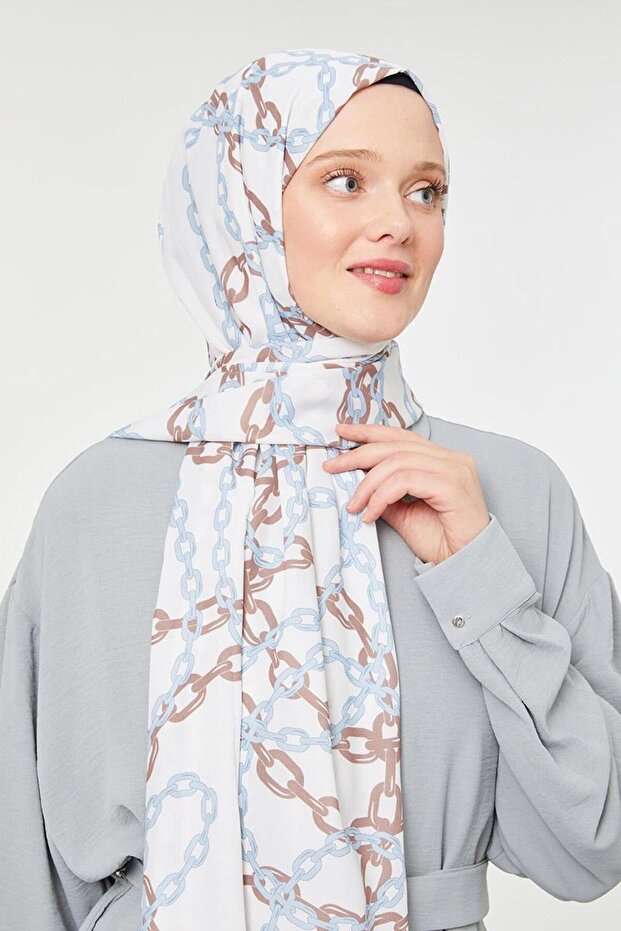 شال أحادي بنمط السلسلة الزرقاء - 2