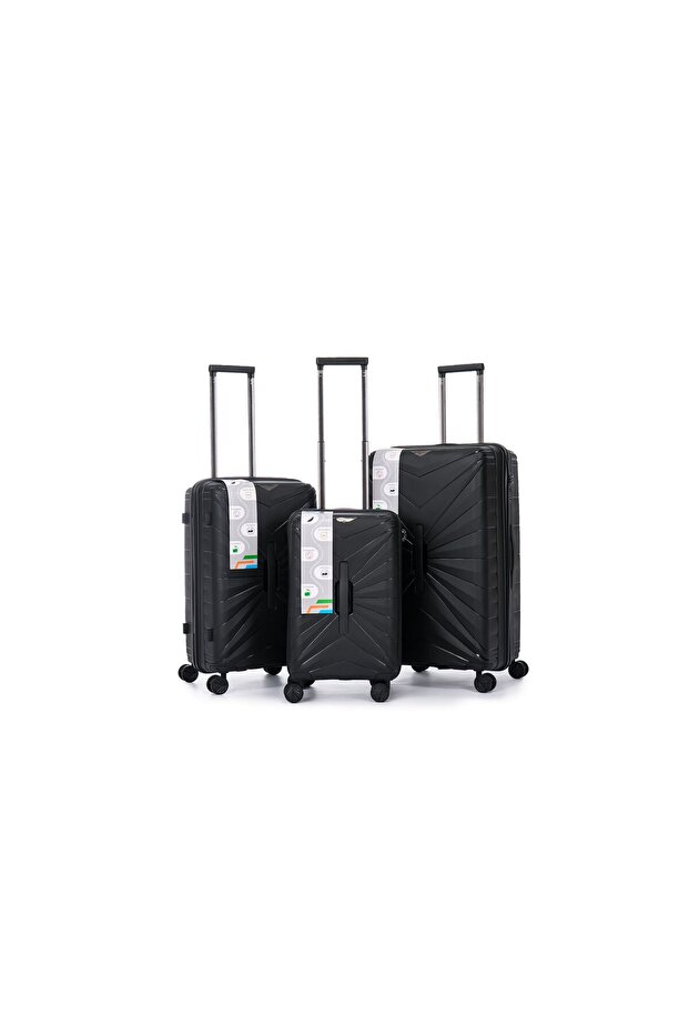 3 PIECE TRAVEL TRUNK TROLLEY LUGGAGE AND SUITCASE CABIN APPROVED BAG WITH BEAUTY CASE PP MATERIAL 36