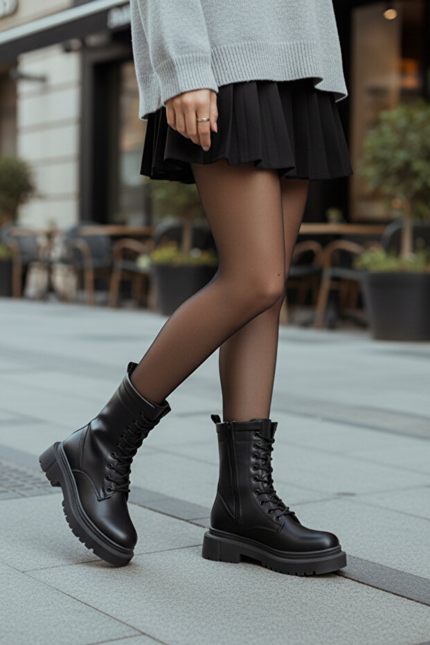 Women's Boots Non-Slip Thermo Sole Water Resistant Zippered Lace-Up Full Mold