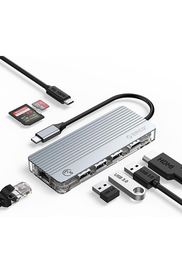 USB C Docking Station - 8 in 1 USB C Hub with 4K HDMI, 100W PD Charging, RJ45, SD/TF Card, and - 1