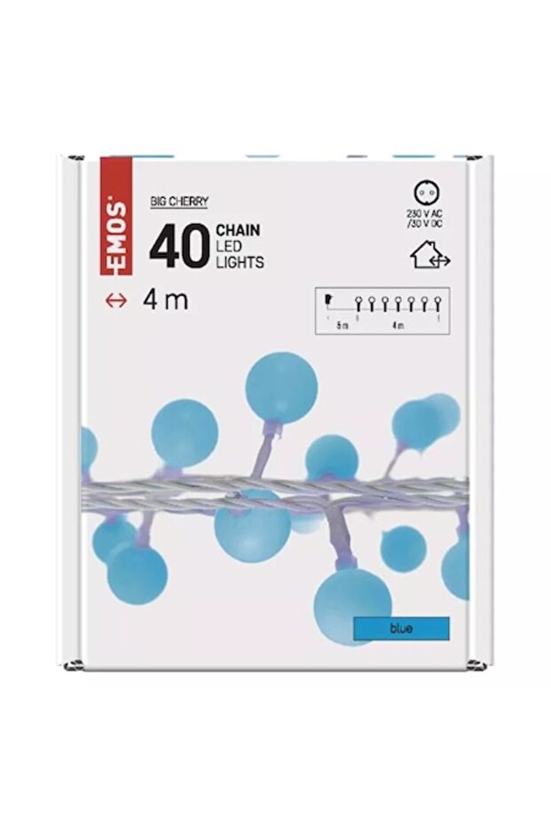 Emos LED light string 'Cherry' with timer, 4 m, blue - 1