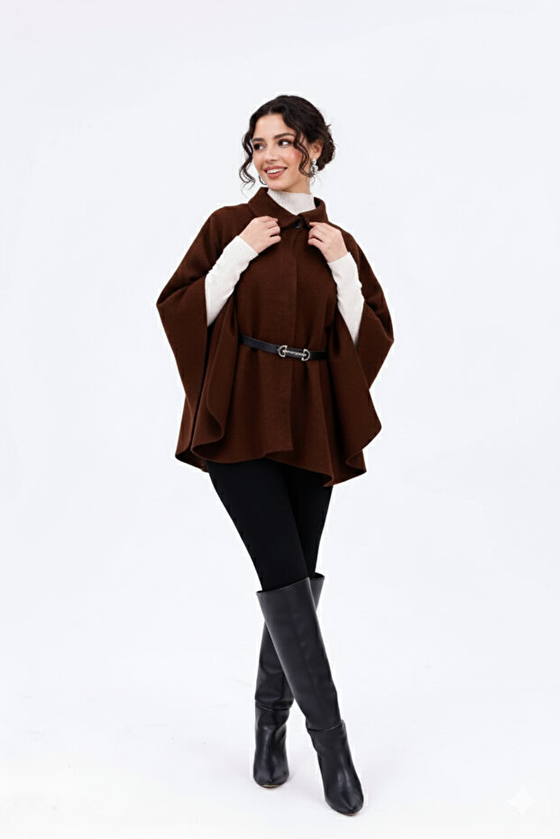 Claudia Belted Short Poncho New Season Beeke-1897