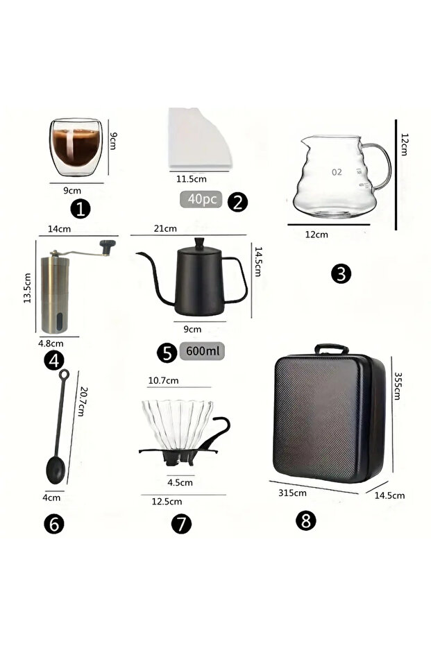 Pour Over Coffee Maker Set, 10pcs Coffee Accessories Tools with Portable Carry Case