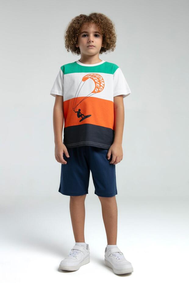 Roly Poly Colorful Boys' Short Sleeve Bermuda Shorts Pajama Set
