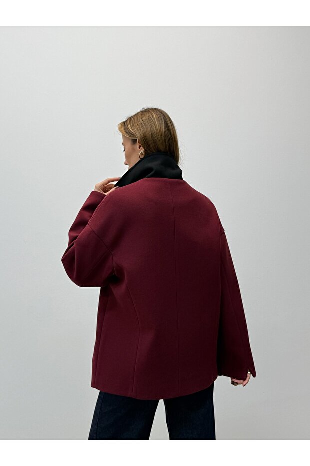 Kadın Düğmeli Premium Kaşe Kaban - 6