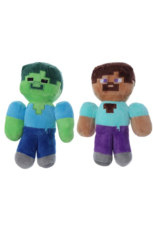 Set of 2 Plush Toys – Steve and Zombie, 25 cm - 1